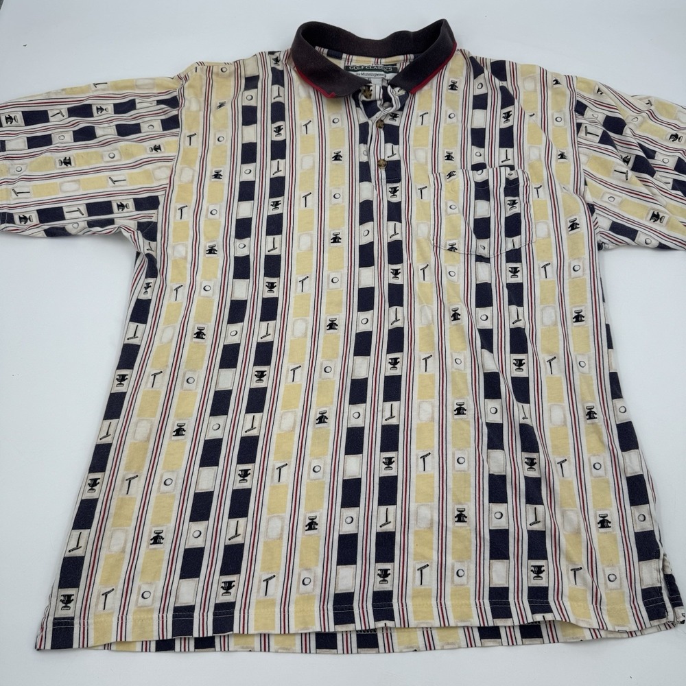 Golf Classics‎ By Munsingwear Mens Cotton Polo Shirt Short Sleeve Blue Yellow XL
